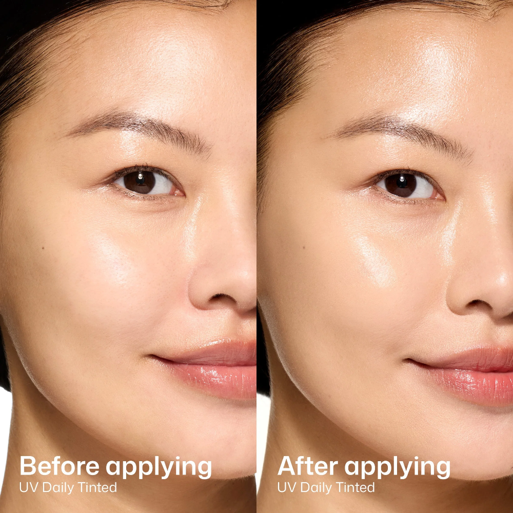 EltaMD UV Daily Facial Sunscreen Tinted Broad-Spectrum SPF 40 1.7 oz / 48 g before and after applying on face