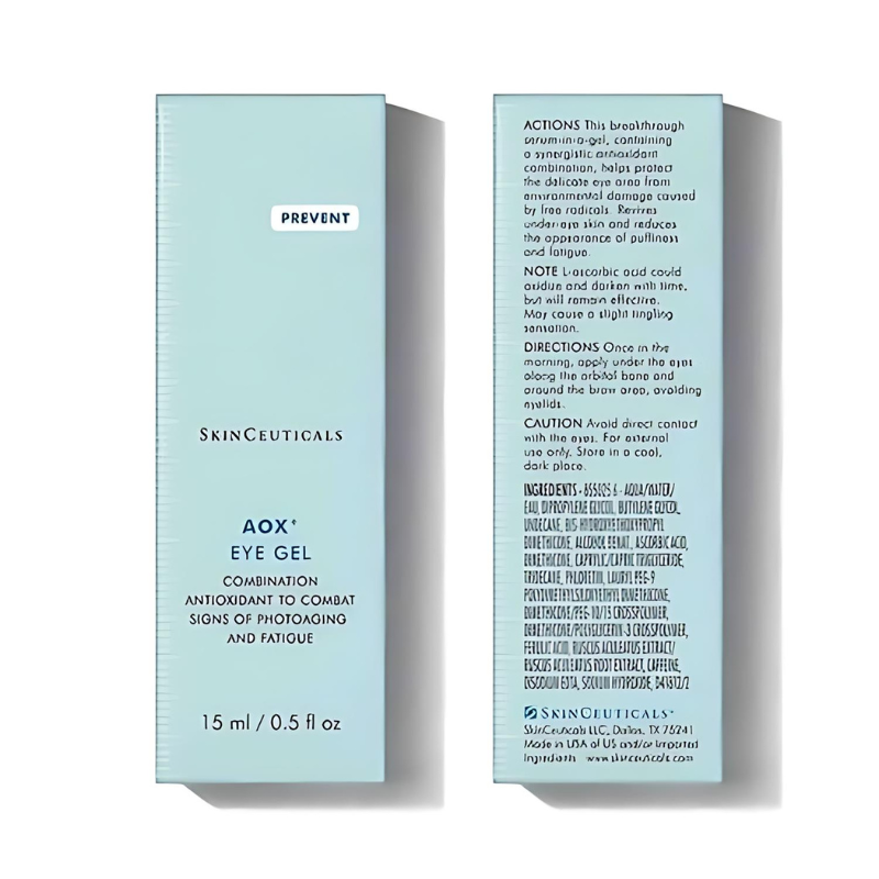 SkinCeuticals AOX + Eye Gel 15 ml / 0.5 fl oz with box front and back