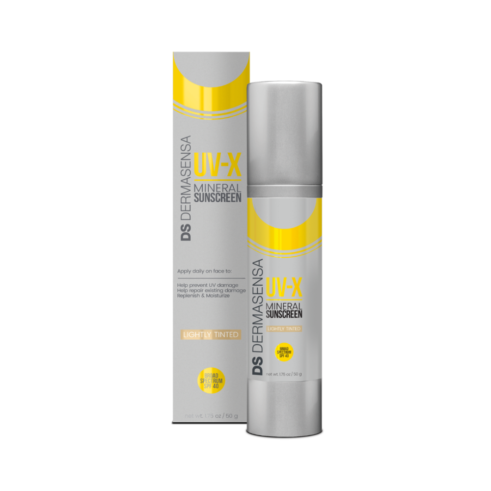 Dermasensa UV-X Mineral Sunscreen SPF 40 Lightly Tinted, 1.75oz pump bottle with retail box