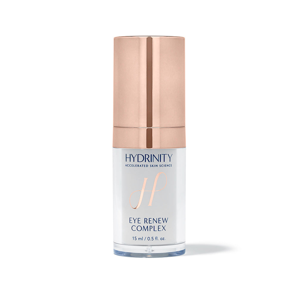 Hydrinity Eye Renew Complex bottle on white background, 15ml/.5oz