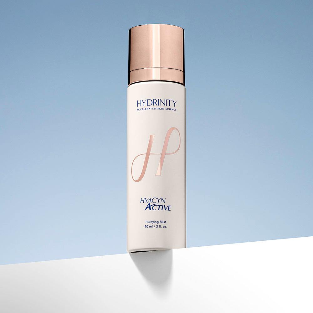 Hydrinity Hyacyn Active bottle on two toned background, 90ml/3 oz