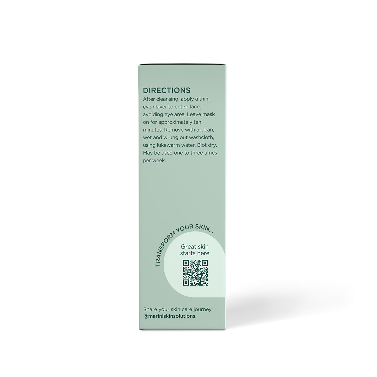 Marini Skin Solutions Hyla3D Face Mask box side with directions