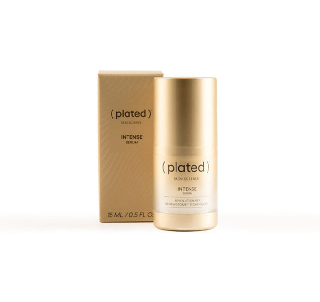 plated trademark skin science intense serum, 15ml/.5 fluid oz packaging shot with box