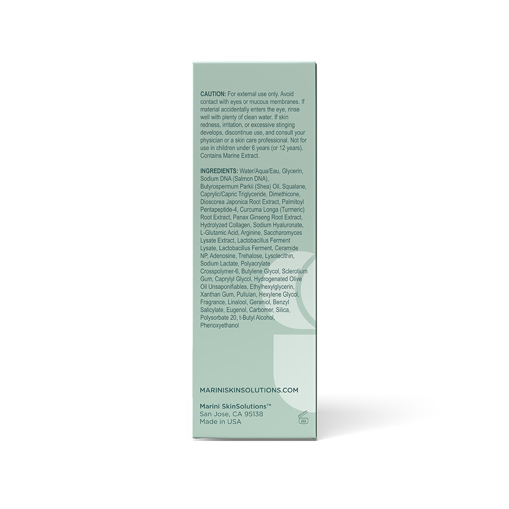 Marini Reboot PDRN Face Serum Box side with ingredients