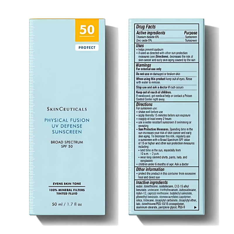 SkinCeuticals Physical Fusion UV Defense SPF 50 125 ml / 4.2 fl oz  with box front and back 