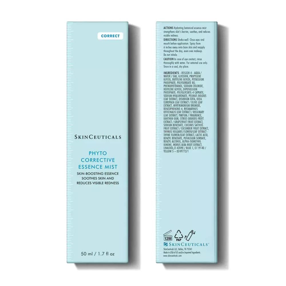 SkinCeuticals Phyto Corrective Essence Mist, 50ml: front and back of the retail box with directions and ingredient list