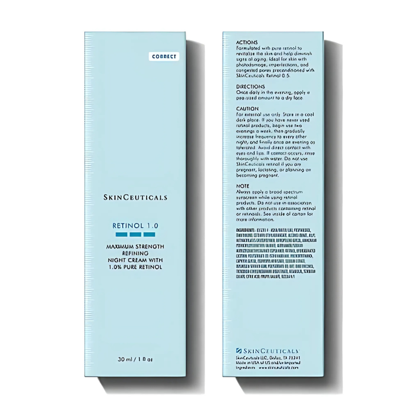 SkinCeuticals Retinol 1.0 30 ml / 1 fl oz with box front and back