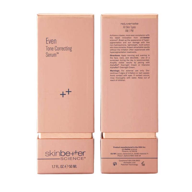 skinbetter science Even Tone Correcting Serum 1.7 FL.OZ. e 50 ML with box front and back