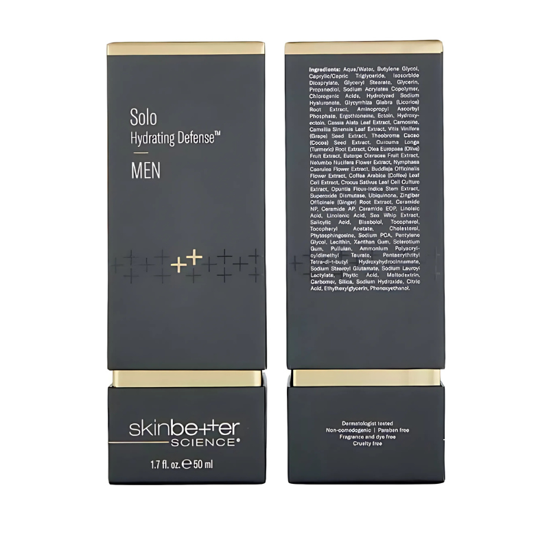 skinbetter science Solo Hydrating Defense MEN 50ml / 1.7 fl oz with box front and back