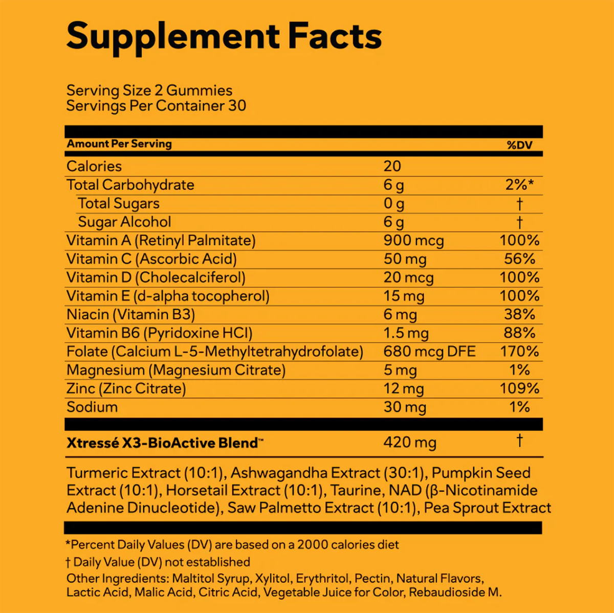 xtressé supplement facts