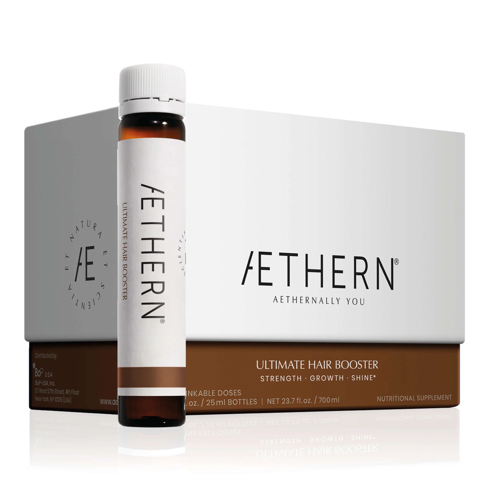 Aethern Ultimate Hair Booster bottle and packaging on a white background