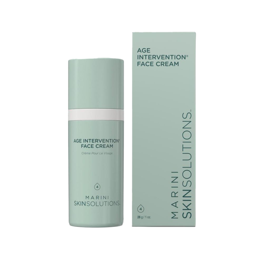 Age intervention face cream with packaging on a white background