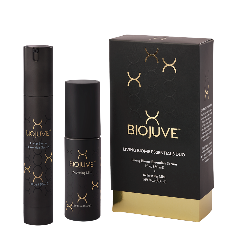 BIOJUVE Living Biome Essentials Duo set containing Living Biome Essentials Serum 1 fl oz (30mL) and Activating Mist 1.69 fl oz (50mL)