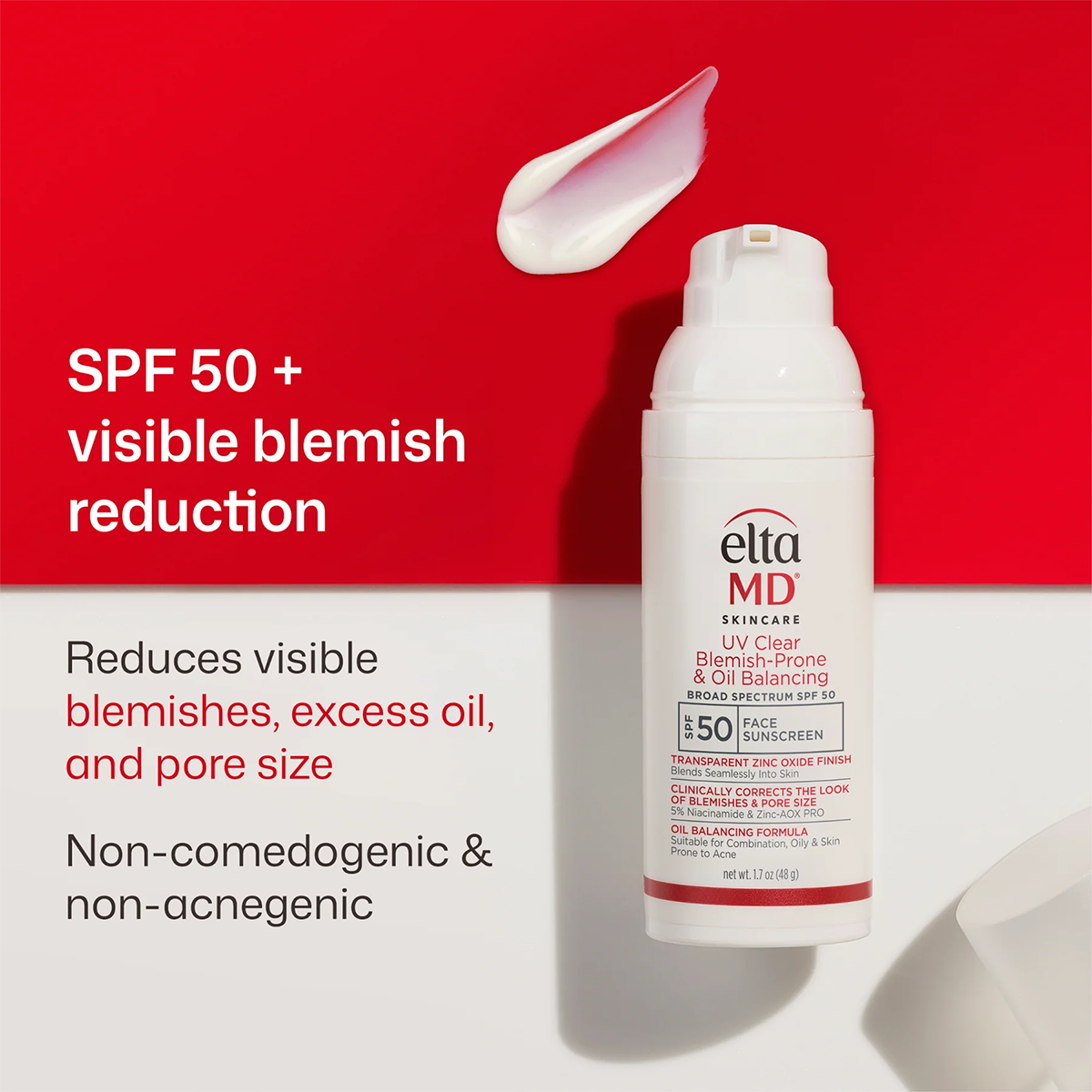 EltaMD UV Clear Blemish-Prone & Oil Balancing Broad Spectrum SPF 50. 1.7oz/48g size About
