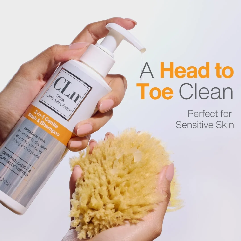 CLn 2-in-1 Gentle Wash & Shampoo 8 fl. oz. - A Head to Toe Clean, Perfect for Sensitive Skin