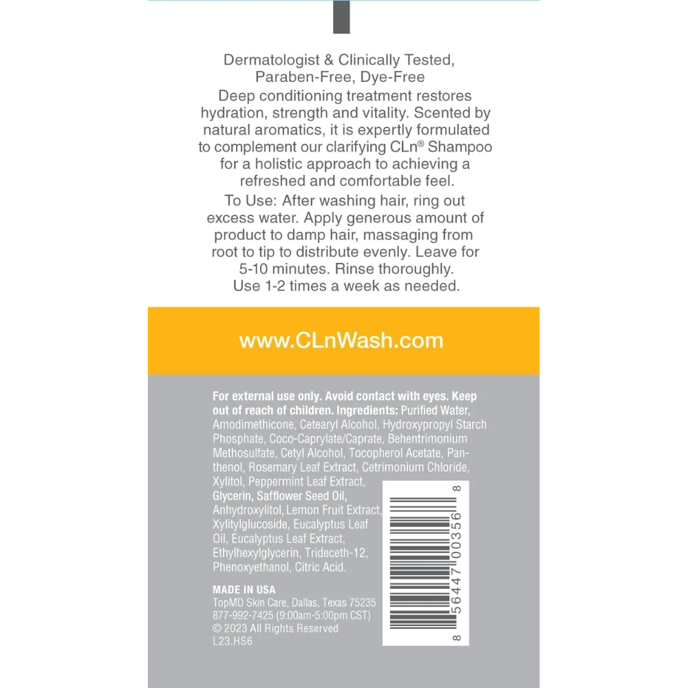 CLn Hair & Scalp Mask Conditioner 6 fl. oz. - back label