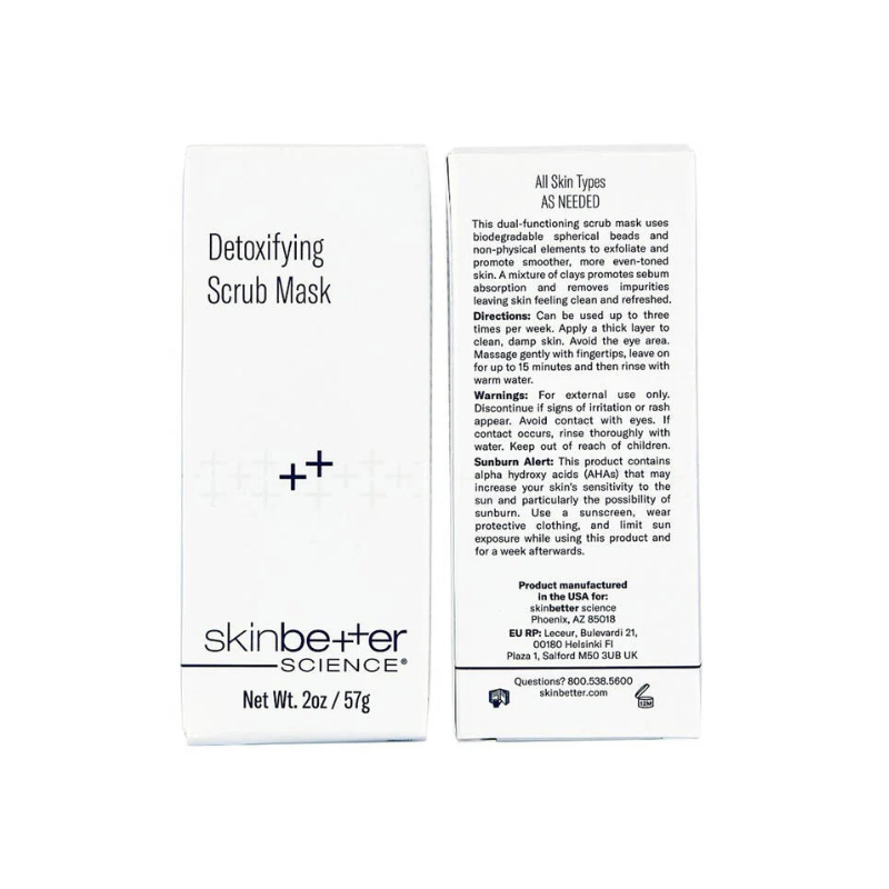 skinbetter science Detoxifying Scrub Mask 2 oz / 57 g with box front and back