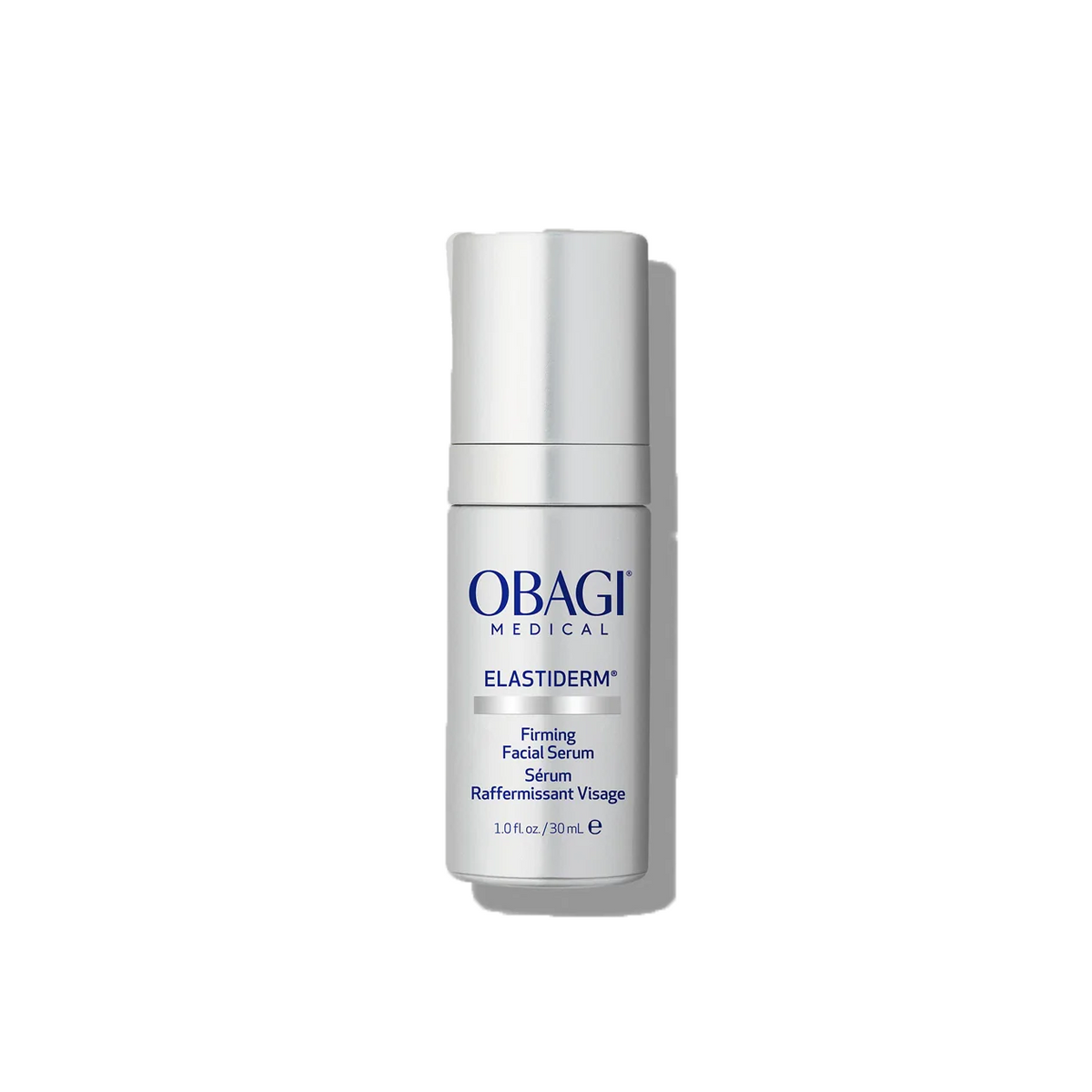 Obagi Elastiderm Firming Facial Serum bottle on a white background. 1 fl oz/30mL size