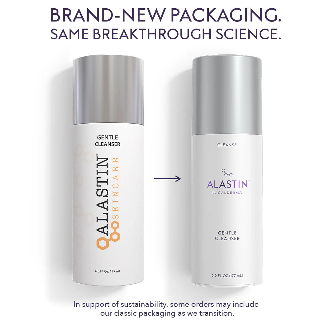 Alastin by Gentle Cleanser. 6 FL OZ (177 mL size) new packaging comparison 