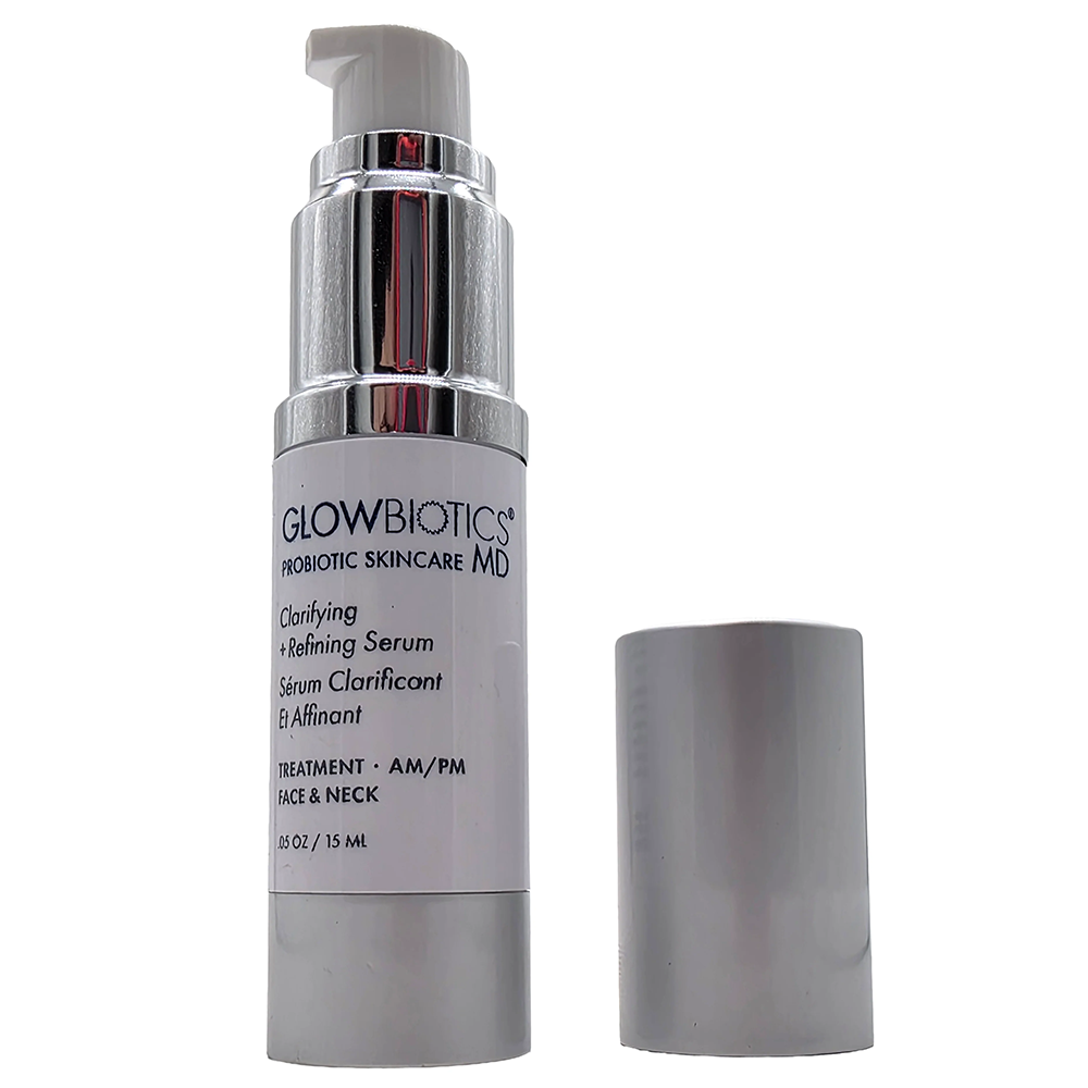 Glowbiotics skincare Clarifying + Refining Serum 15mL/.5oz with cap off
