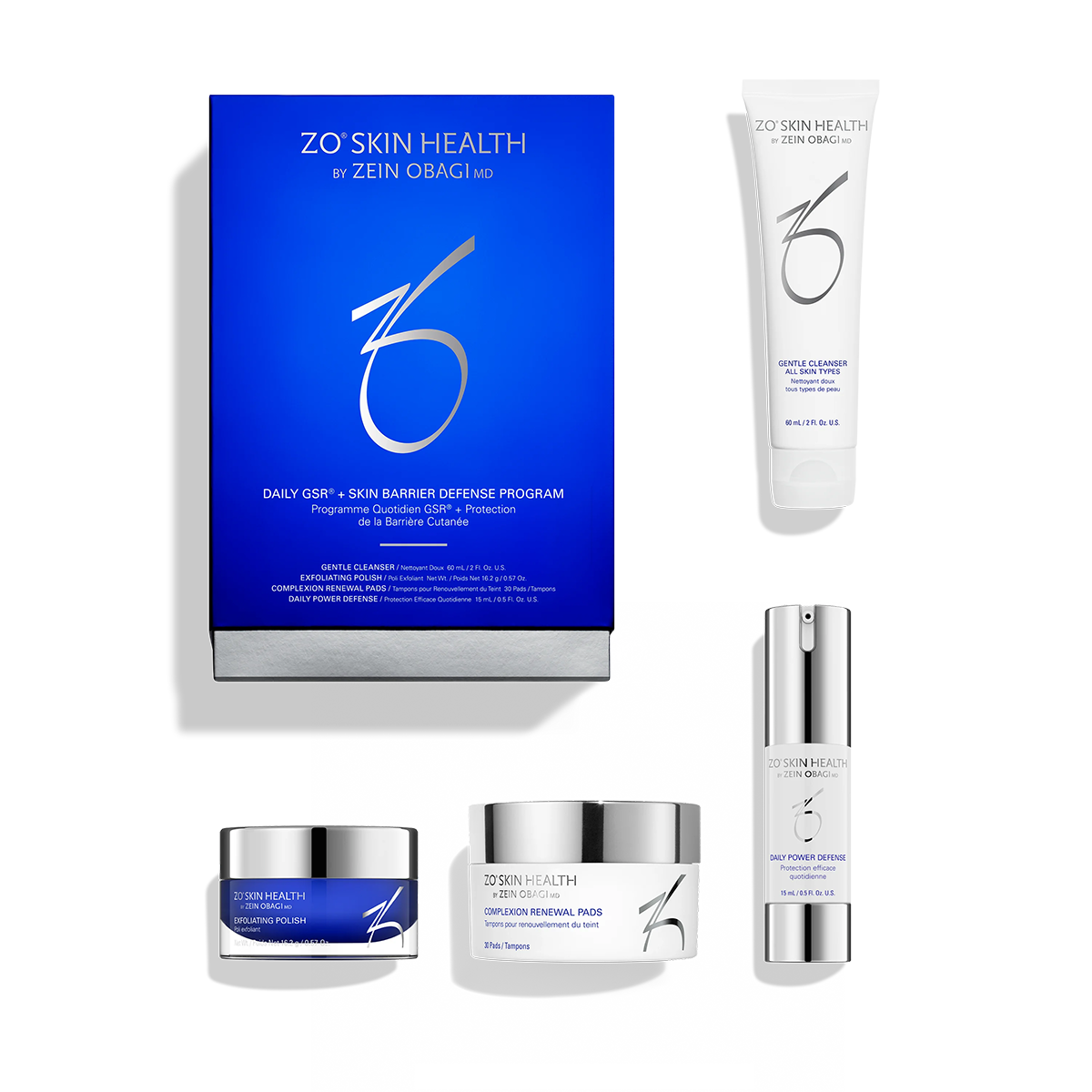 Daily GSR + Skin Barrier Defense Program All products on a white background