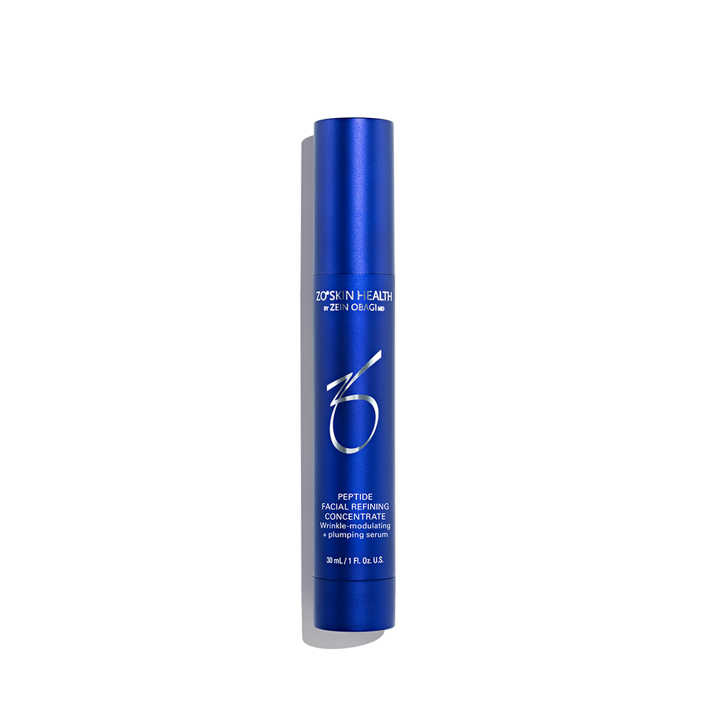ZO Skin Health Peptide Facial Refining Concentrate tube on white background. 1oz/30mL size