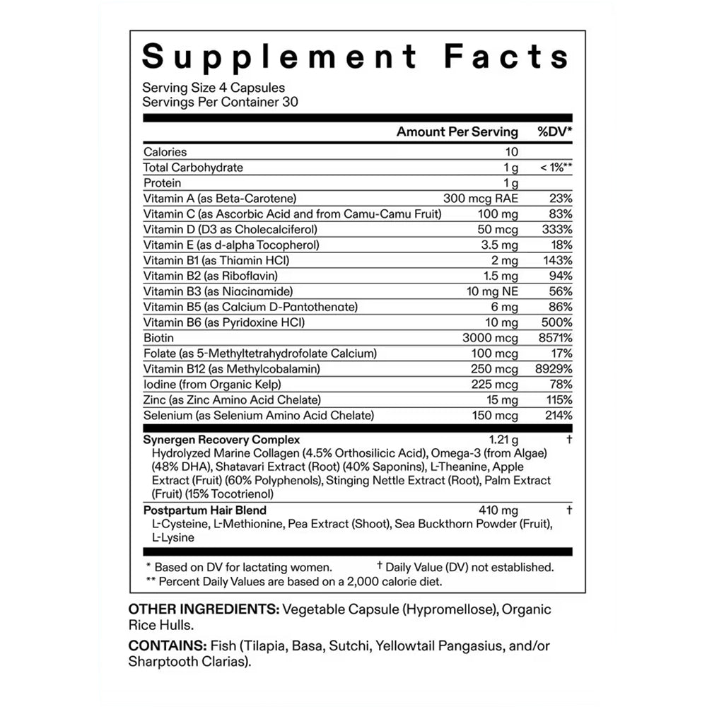 Nutrafol Postpartum Supplement Label