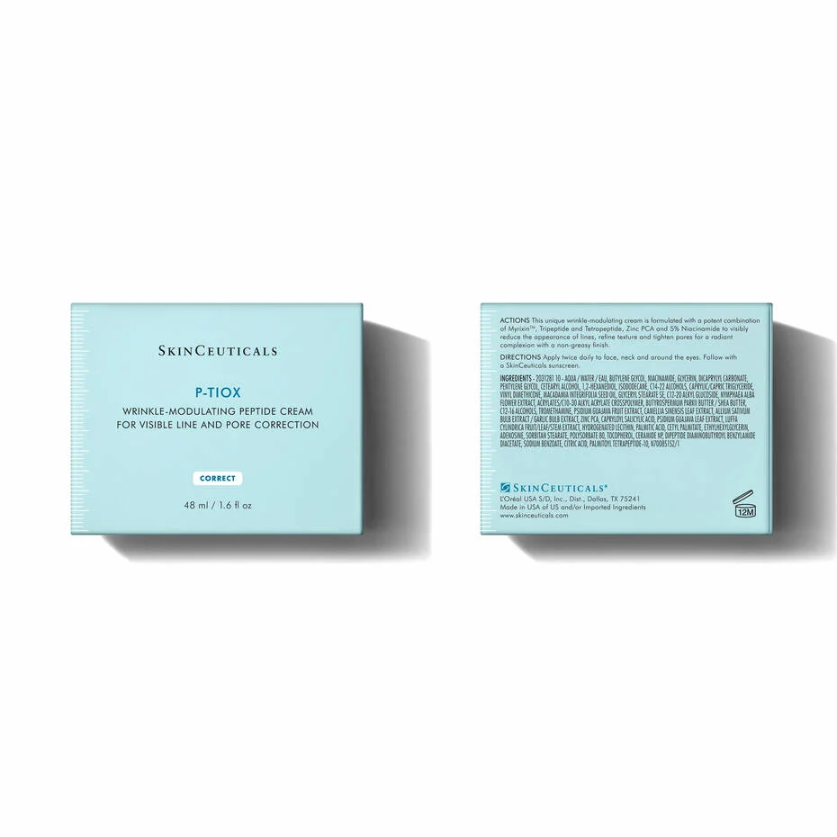 SkinCeuticals P-TIOX Wrinkle-Modulating Peptide Cream. For visible line and pore correction. 48mL/1.6 fl oz Box