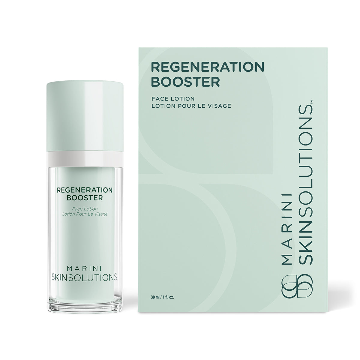 Marini Skin Solutions Regeneration Booster with box. 30 mL/1 fl. oz size