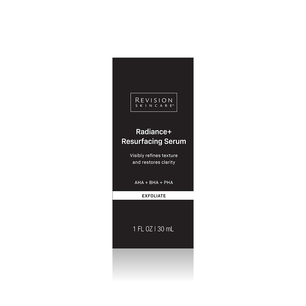 Revision Skincare Radiance+ Resurfacing Serum packaging on a white background