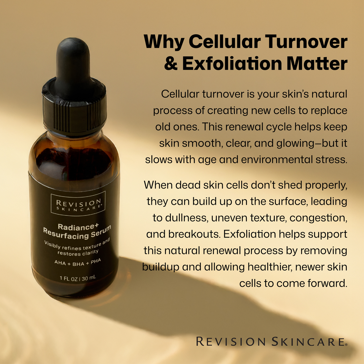 Revision Skincare Radiance+ Resurfacing Serum info on cellular turnover
