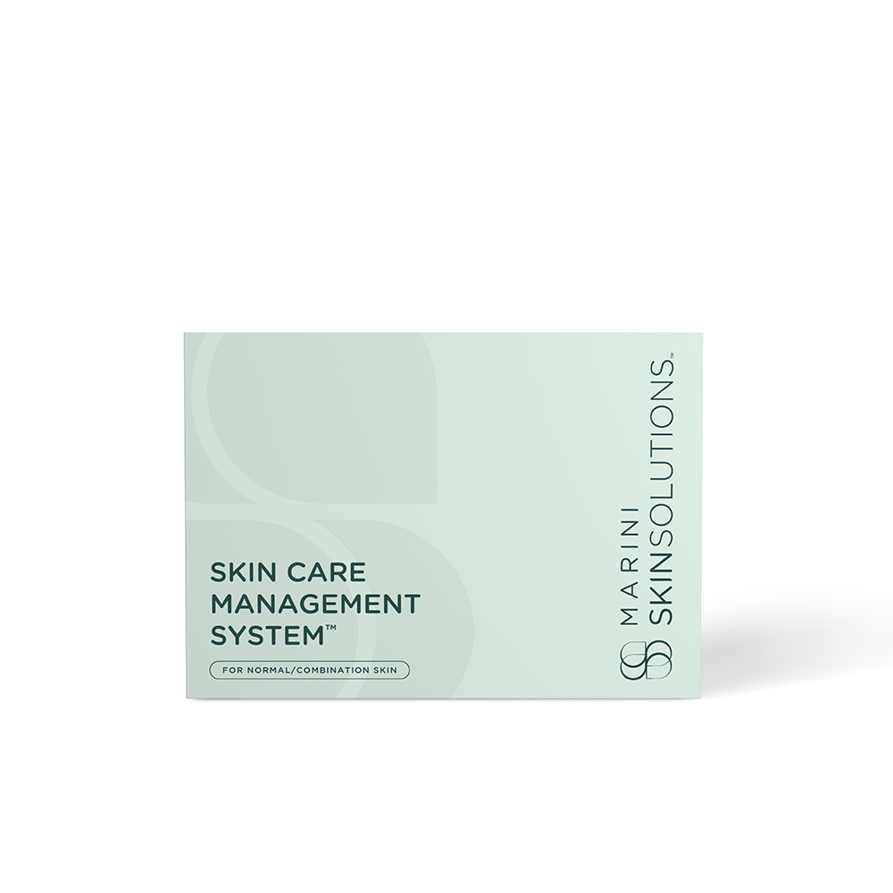 Marini Skinsolutions skin care management system packaging on a white background