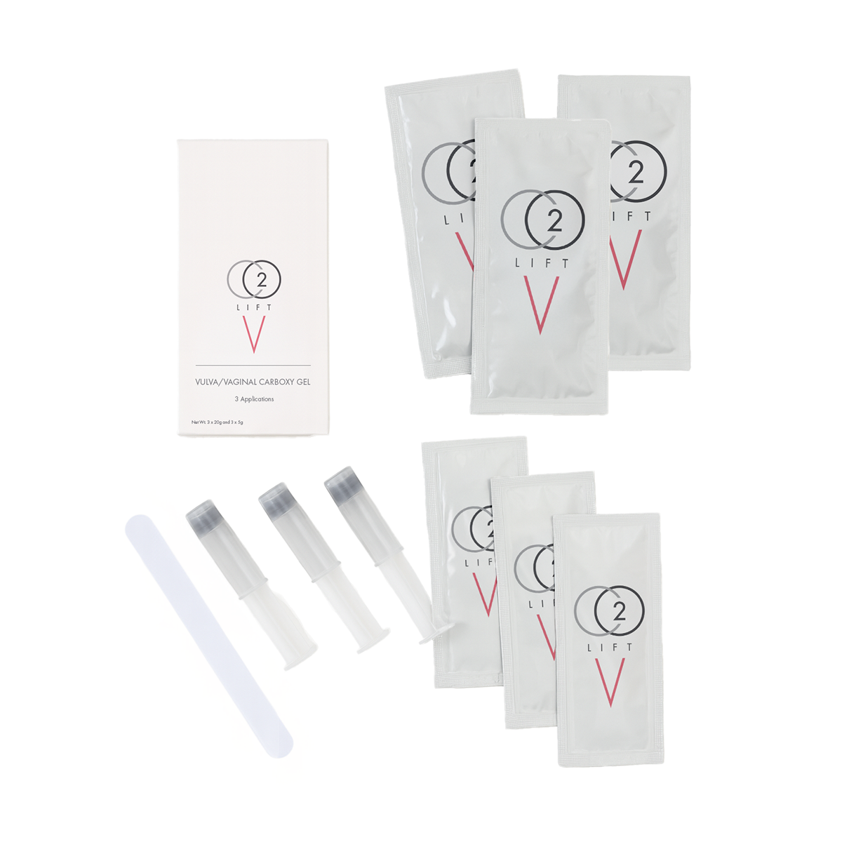 CO2Lift V 3 count with included sachets and applicators